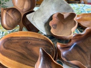 Several wood serving pieces that need to be refinished