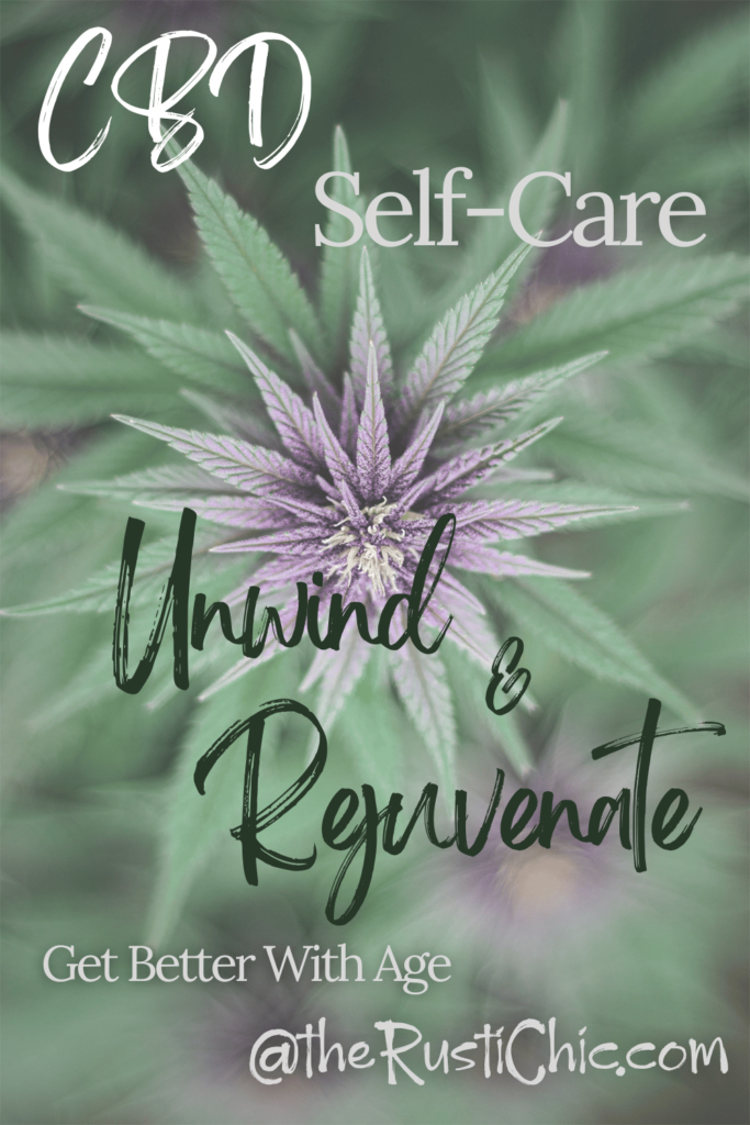 CBD Self-Care is represented by a beautiful picture of a purple and green cannabis plant.