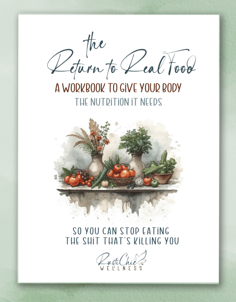 Cover of the Return to Real Food workbook, the 2nd in the Signature midlife wellness bundle.