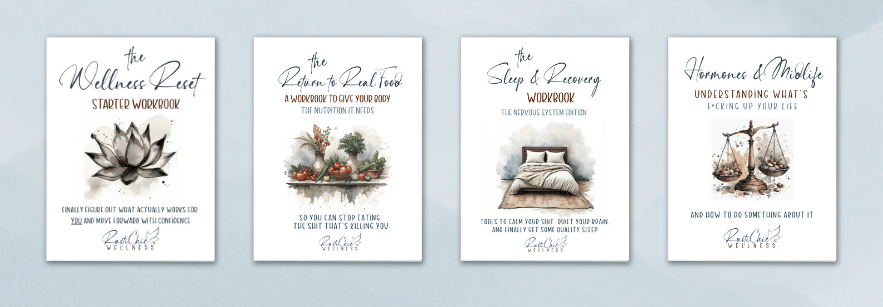 All 4 workbook covers from the Signature Midlife Wellness Bundle.