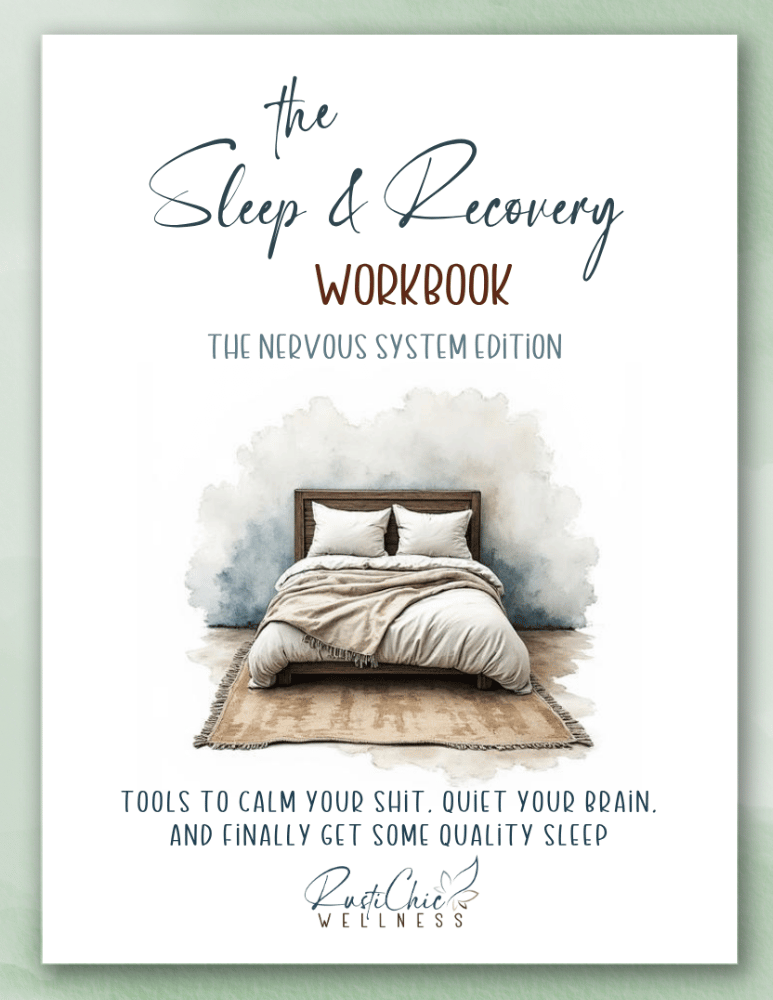 Cover of the Sleep & Recovery workbook, to help with restorative sleep for women